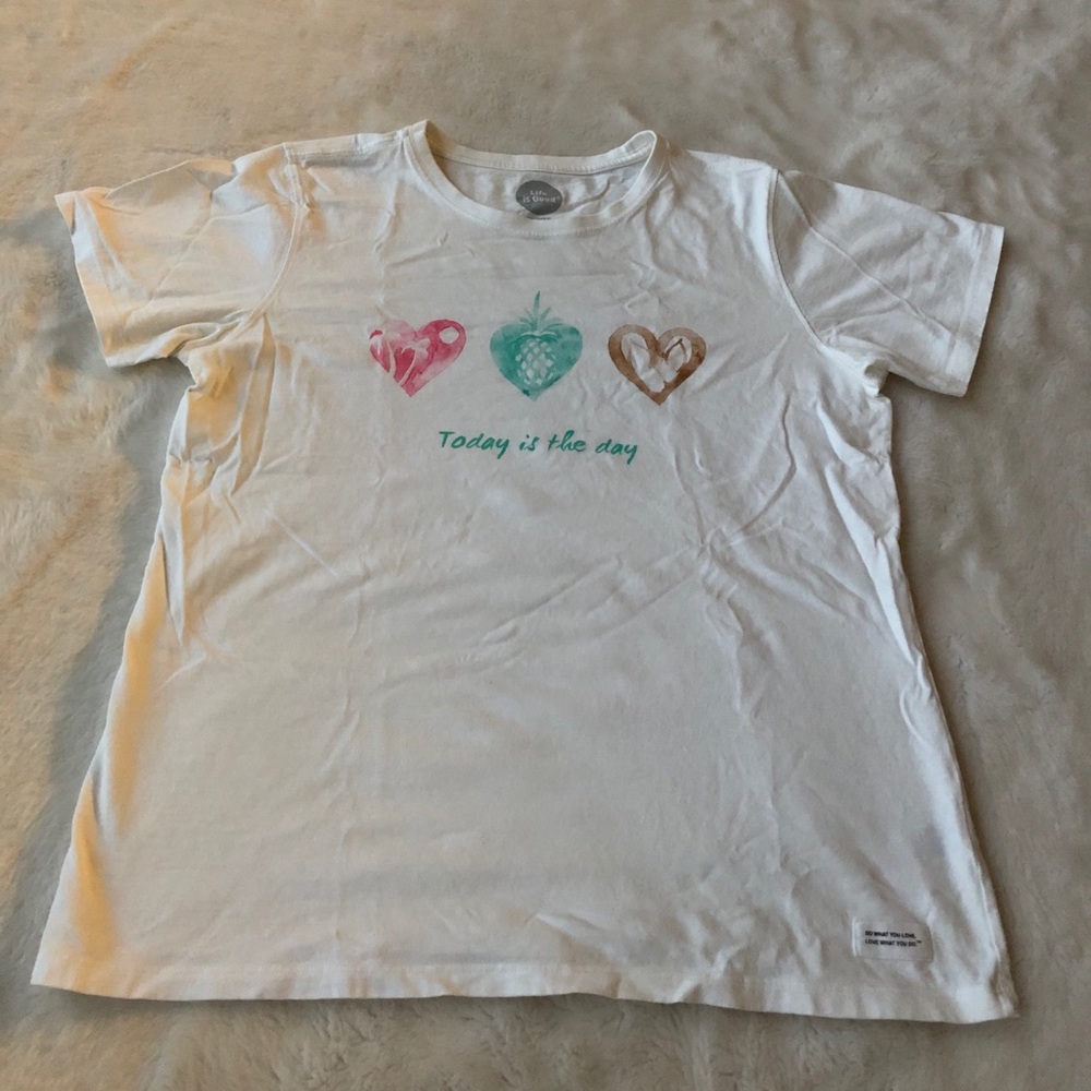 (2/15) Life Is Good Today is the Day White T-Shirt
